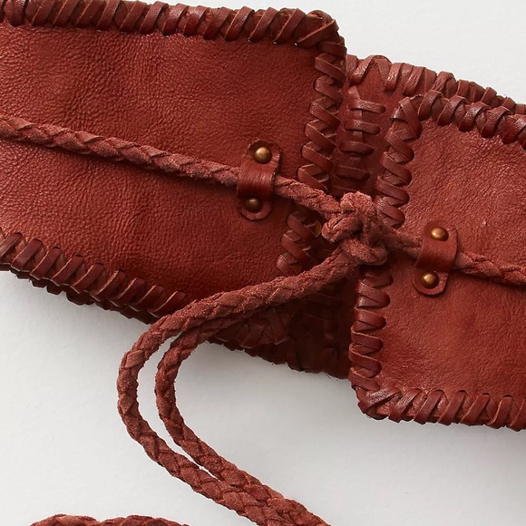 NWTS FREE PEOPLE COGNAC LEATHER CORSET BELT (S) - Picture 6 of 8